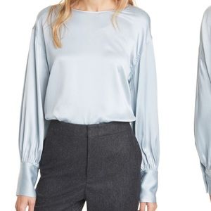 Club Monaco LS light blue silk blouse